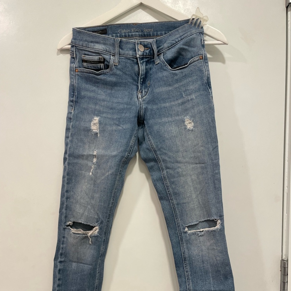 Women's Blue Distressed Jeans